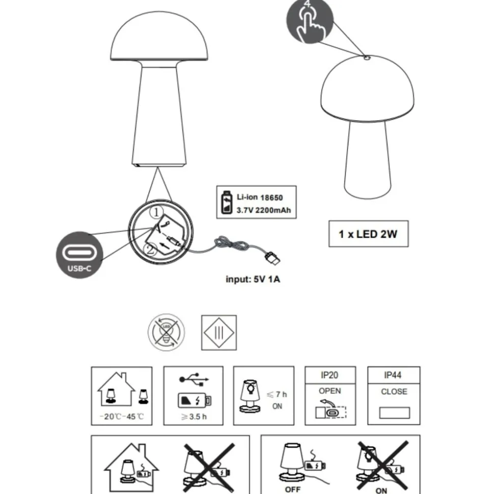 Lampada da tavolino rossa portatile ricaricabile led