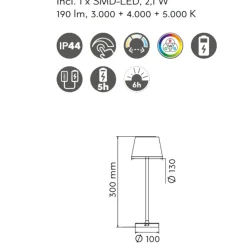 Lampada da tavolino senza fili led cct rgb dimmerabile bianca