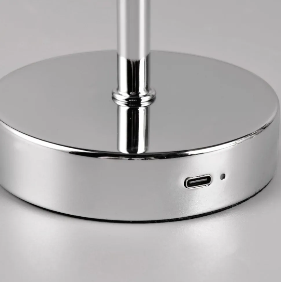 Lampada da tavolino senza fili cromata ricaricabile portatile