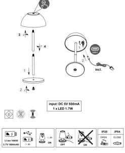 Lampada da tavolino senza fili per esterni design grigia