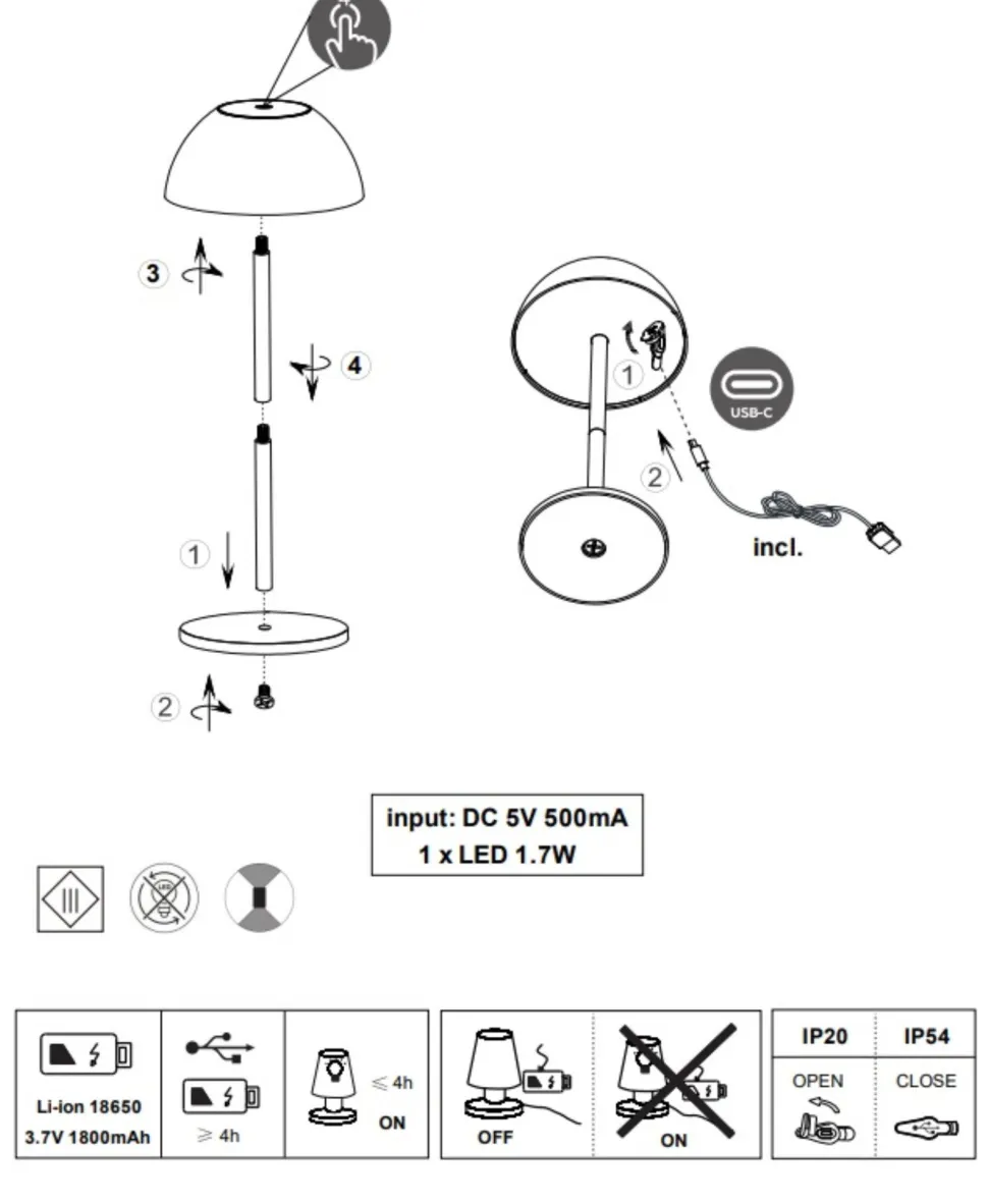 Lampada da tavolino senza fili per esterni design grigia