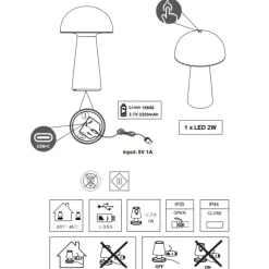 Lampada da tavolo da esterno senza fili giallo per esterni ricaricabile moderna