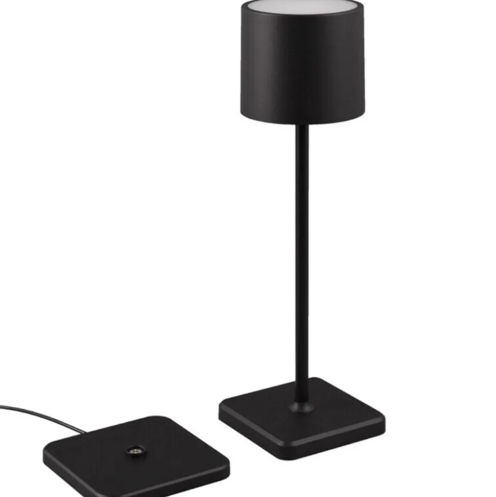 Lampada da tavolo nera portatile senza fili moderna