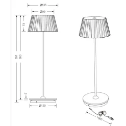 Lampada da tavolo portatile bianca ricaricabile led 3000k