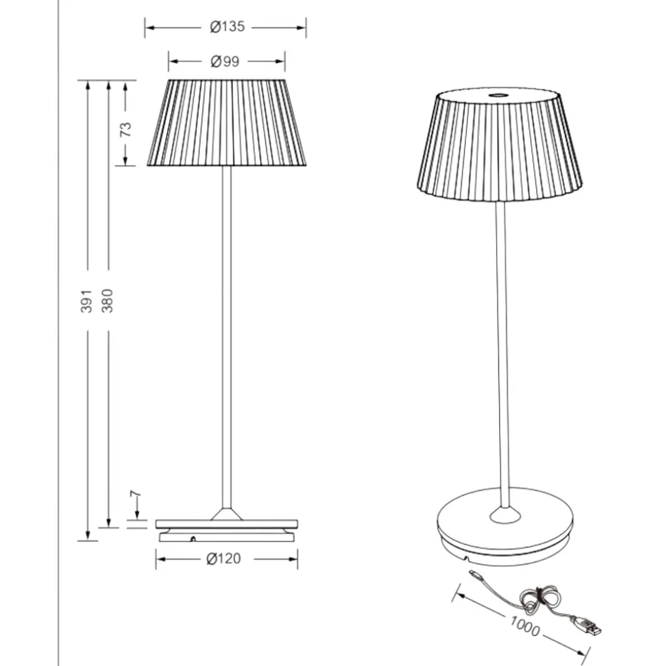 Lampada da tavolo portatile bianca ricaricabile led 3000k