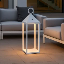 Lampada da terra led portatile bianca per esterno
