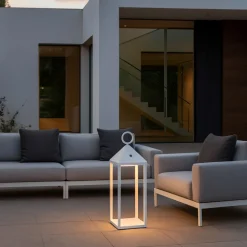 Lampada da terra led portatile bianca per esterno