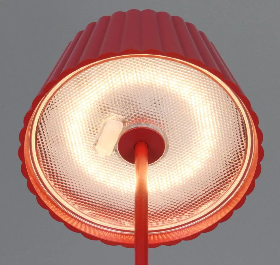 Lampada rossa da tavolino ricaricabile ortatile led moderna