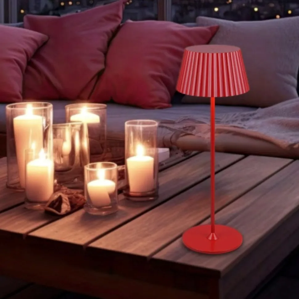 Lampada rossa da tavolino ricaricabile ortatile led moderna