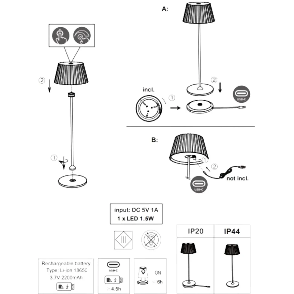 Lampada rossa da tavolino ricaricabile ortatile led moderna