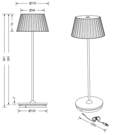 Lampada rossa da tavolino ricaricabile ortatile led moderna