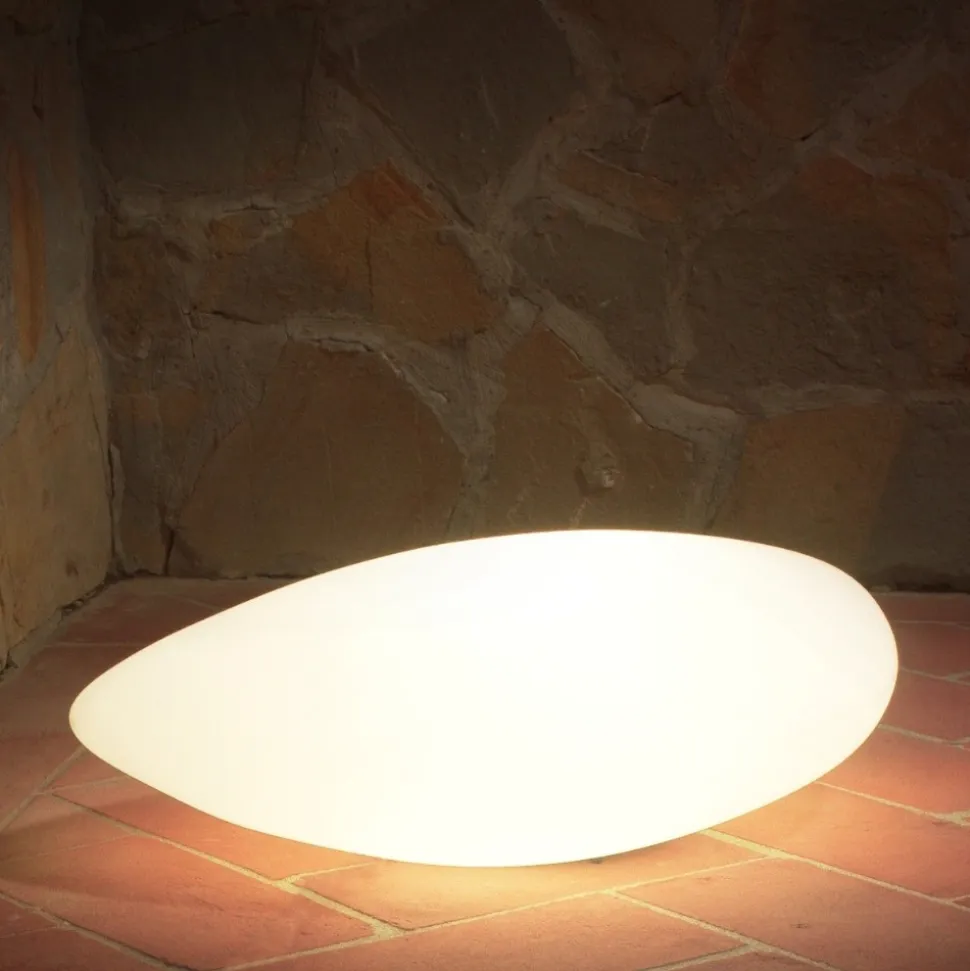 Lampada sasso da terra per giardino 62cm moderna bianca