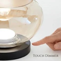 Lampada abat-jour da comodino moderna vetro cognac fabas brena