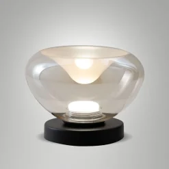 Lampada abat-jour da comodino moderna vetro cognac fabas brena