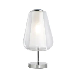 Lampada abat-jour per camera da letto da comodino cromo trasparente
