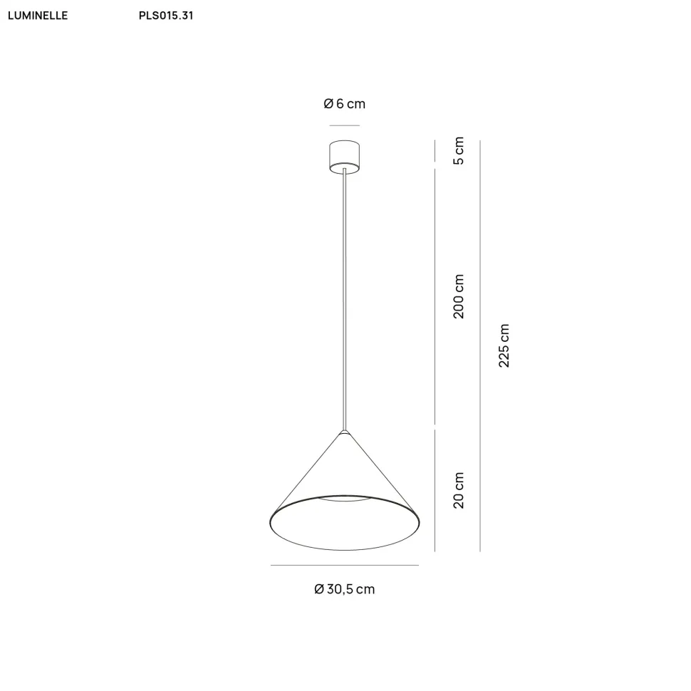 Lampada a sospensione design cono antracite vivida luminelle 30cm