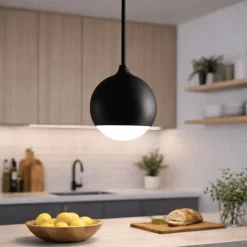 Lampada a sospensione sfera nero led 3000k vivida shallow