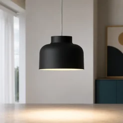 Lampada a sospensione vivida bottone nero led biemissione dimmerabile con telecomando