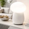 Lampada bianca da tavolo design moderna in vetro fabas luce freddy