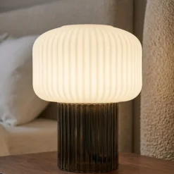 Lampada da comodino abat-jour di ceramica marrone moderna otty perenz