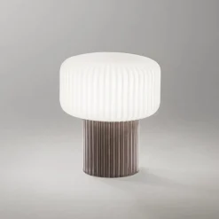 Lampada da comodino abat-jour di ceramica marrone moderna otty perenz