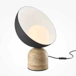 Lampada da comodino abat jour maytoni tavo metallo nero base in cemento