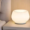 Lampada da comodino abat jour in vetro bianco led 3000k moderna kave perenz