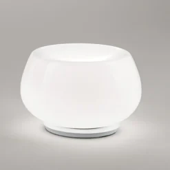 Lampada da comodino abat jour in vetro bianco led 3000k moderna kave perenz