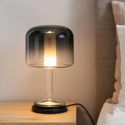 Lampada da comodino abat-jour maytoni spirito led 3000k vetro grigio fumo