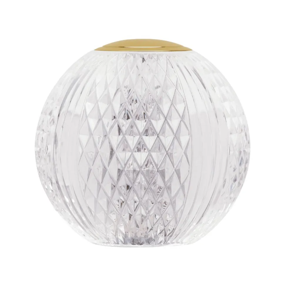 Lampada da comodino abat-jour sfera trasparente oro ricaricabile