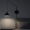 Lampada da comodino a parete applique nero fp