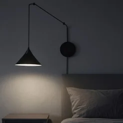 Lampada da comodino a parete applique nero fp
