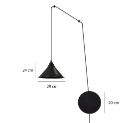 Lampada da comodino a parete applique nero fp