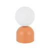 Lampada da comodino arancione design moderna sfera di vetro bianca