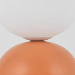 Lampada da comodino arancione design moderna sfera di vetro bianca