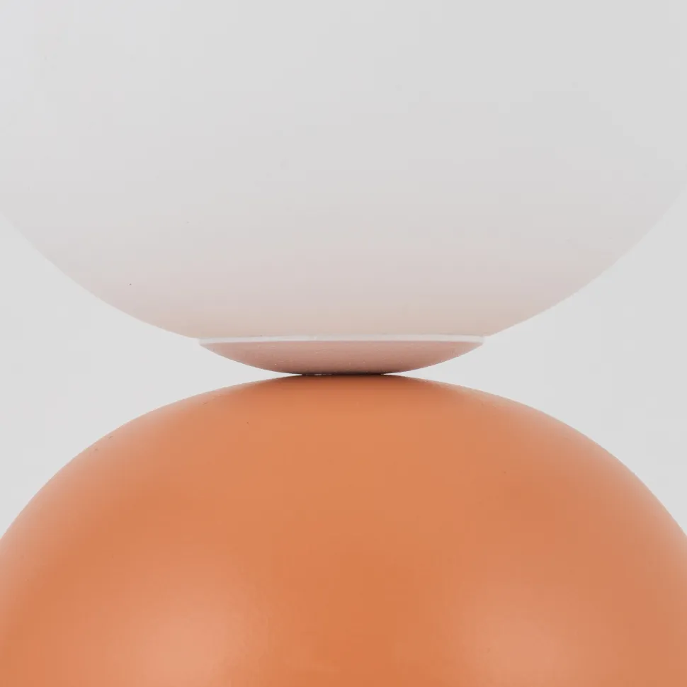 Lampada da comodino arancione design moderna sfera di vetro bianca