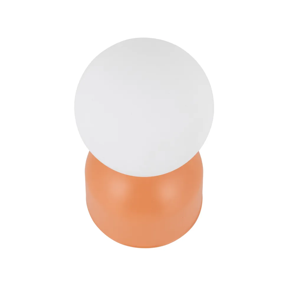 Lampada da comodino arancione design moderna sfera di vetro bianca
