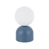 Lampada da comodino azzurro moderna sfera di vetro bianca