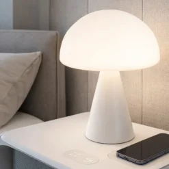 Lampada da comodino bianca moderna in vetro fabas luce blip
