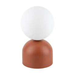 Lampada da comodino colore mattone sfera bianca design moderna