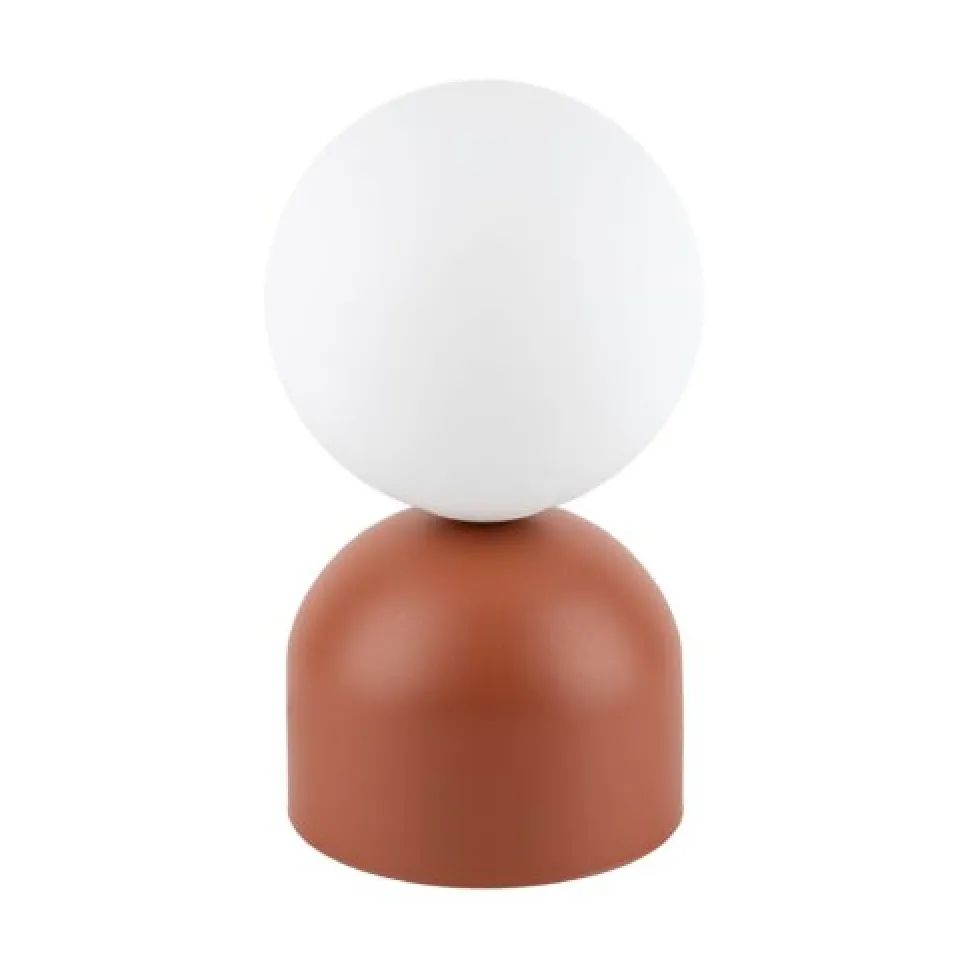 Lampada da comodino colore mattone sfera bianca design moderna