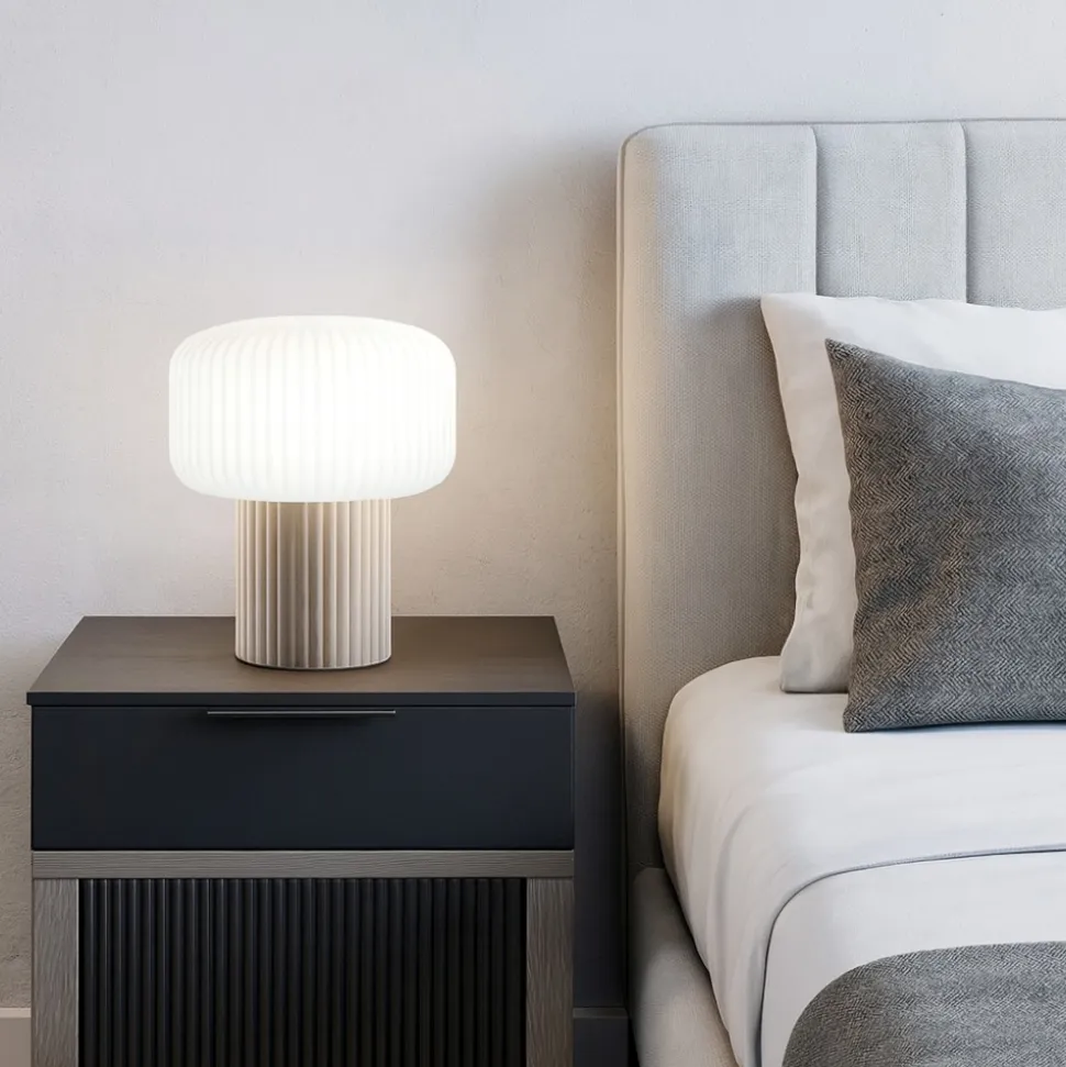 Lampada da comodino di cerama grigio chiaro otty perenz illuminazione