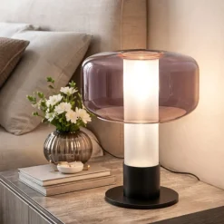 Lampada da comodino di vetro moderna ametista fabas luce flick