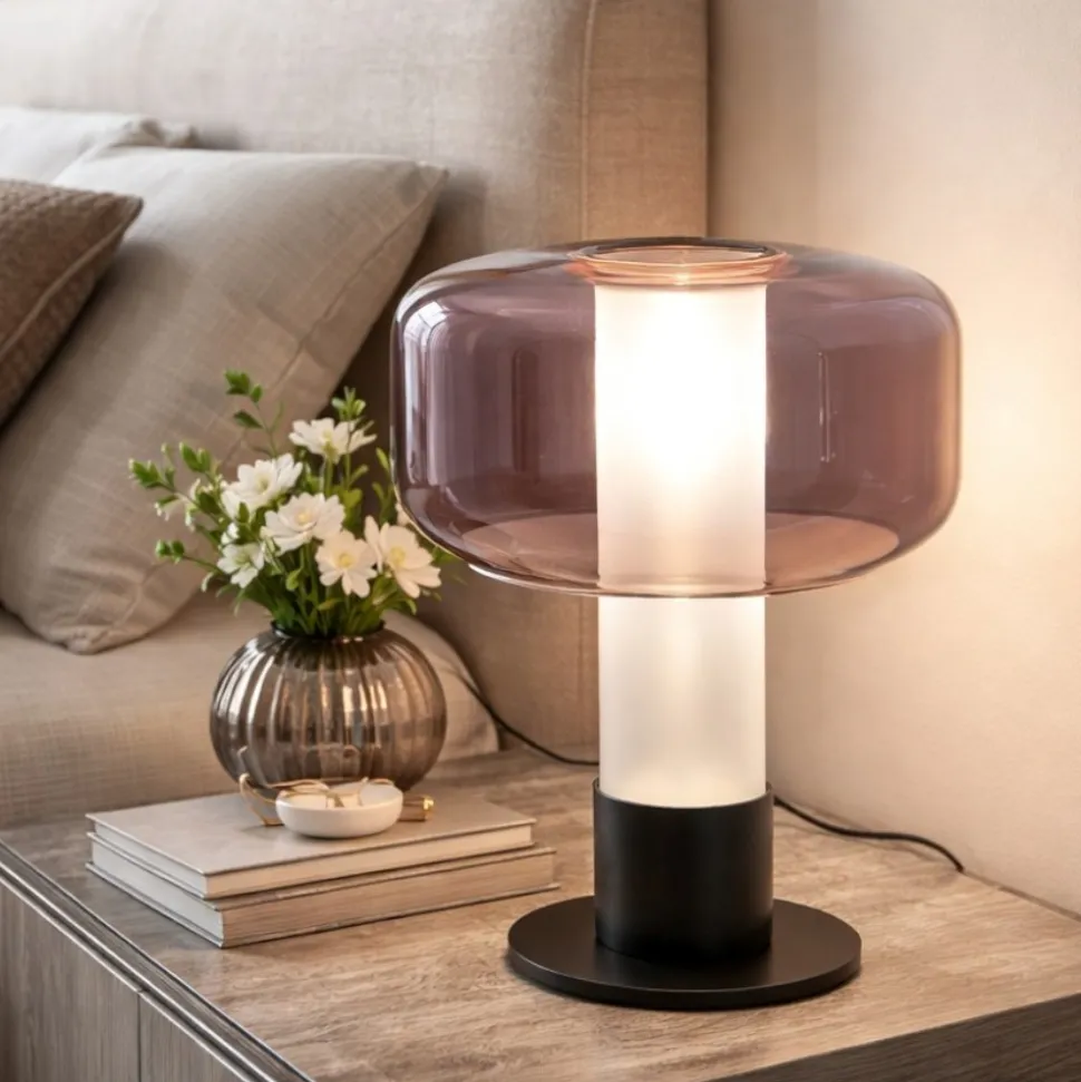 Lampada da comodino di vetro moderna ametista fabas luce flick