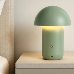 Lampada da comodino fungo moderna portatile verde usb ricaricabile