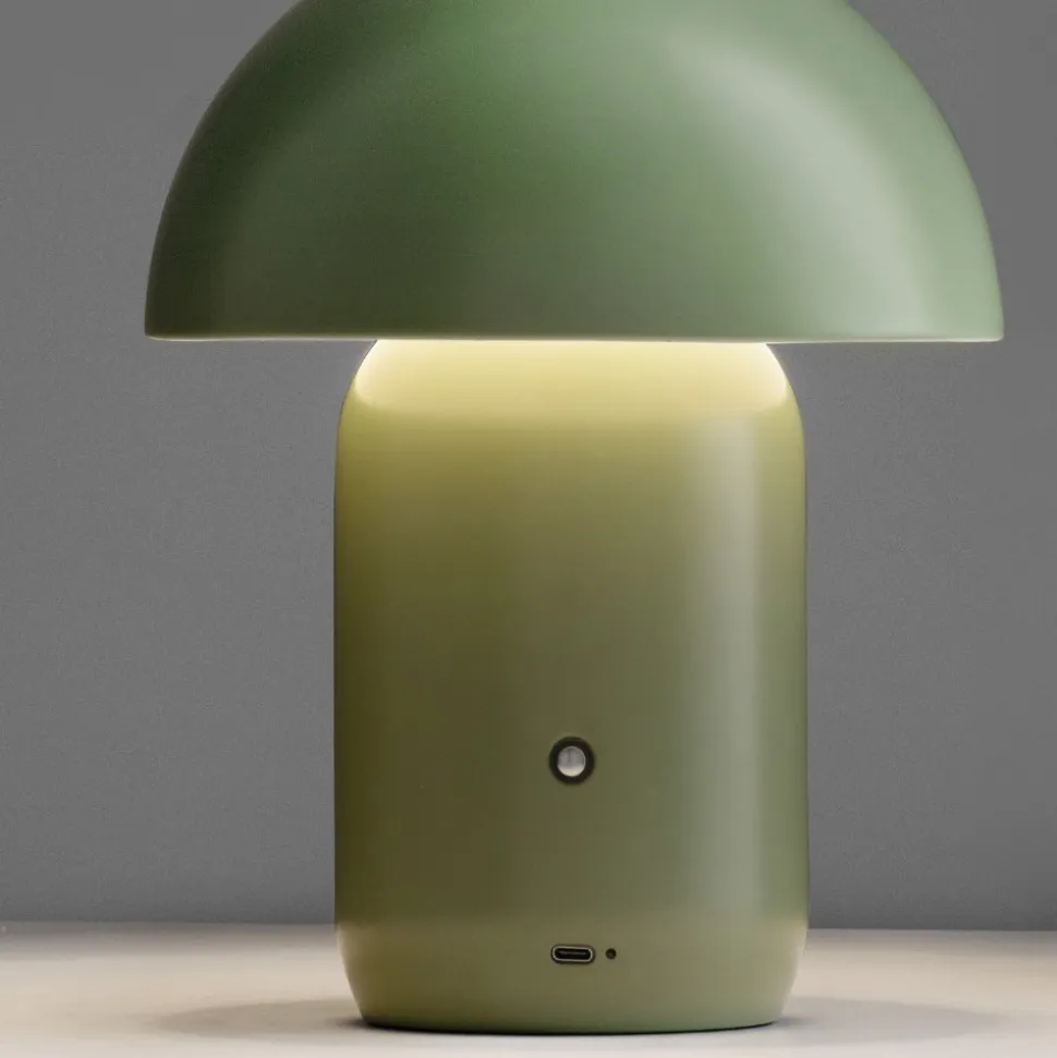 Lampada da comodino fungo moderna portatile verde usb ricaricabile