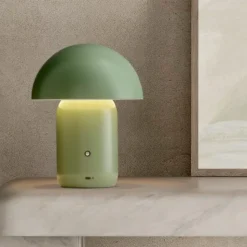 Lampada da comodino fungo moderna portatile verde usb ricaricabile