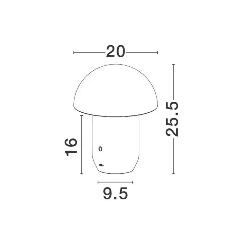 Lampada da comodino fungo moderna portatile verde usb ricaricabile
