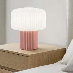 Lampada da comodino in ceramica rosa moderna otty perenz