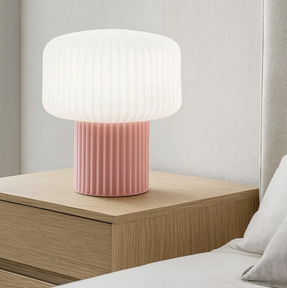 Lampada da comodino in ceramica rosa moderna otty perenz